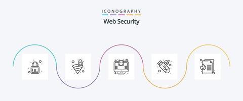 pacote de ícones da linha de segurança da web 5, incluindo arquivo. USB. segurança. símbolo. segurança vetor