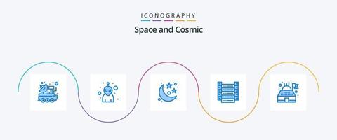pacote de ícones do espaço azul 5, incluindo observatório. servidores. lua. Informação. grandes dados vetor