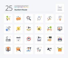 Leilão 25 pacote de ícones de cores planas, incluindo justiça. tribunal. encontrar. anel. diamante vetor