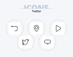design de ícone do pacote de 5 ícones de linha do twitter. . vídeo. laço. jogar. Twitter vetor