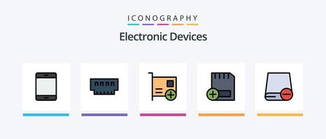 linha de dispositivos cheia de 5 ícones incluindo unidade. computadores. dirigir. pci. dispositivos. design de ícones criativos vetor