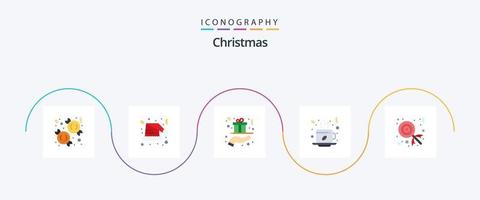 pacote de ícones de natal plano 5, incluindo quente. xícara. Natal. café. presente vetor