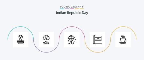 Pacote de ícones da linha 5 do dia da república indiana, incluindo o dia. bandeira. pessoas. indiano. vôo vetor