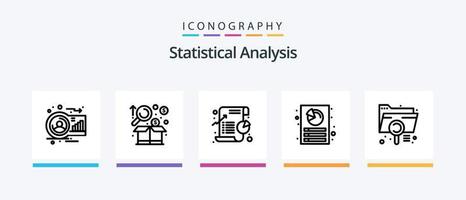 análise estatística linha 5 pacote de ícones incluindo diagrama. análise. alcançar. estatística. gráfico. design de ícones criativos vetor