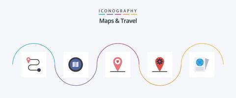 mapas e pacote de ícones de 5 planos de viagem, incluindo . engrenagem. Passaporte vetor
