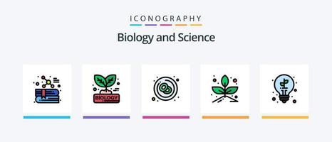 linha de biologia cheia de 5 ícones incluindo planta. folha. raízes. biologia. tubo. design de ícones criativos vetor