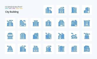 pacote de ícones azuis de construção de 25 cidades vetor