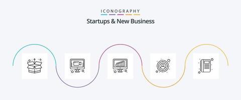 startups e novo pacote de ícones da linha de negócios 5, incluindo registros. Contatos. negócios. livro de contato. alvo vetor