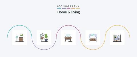 pacote de ícones de 5 casas e apartamentos, incluindo estante. lar. vivendo. sofá. vivendo vetor