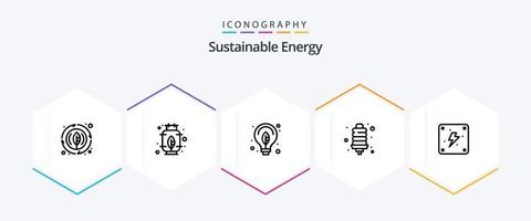 pacote de ícones de 25 linhas de energia sustentável, incluindo energia. eletricidade. verde. energia. lâmpada de energia vetor