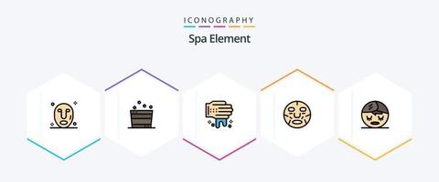 elemento de spa 25 pacote de ícones de linha preenchida, incluindo elemento. spa. lavando. bem-estar. face vetor