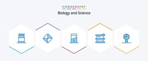 biologia 25 pacote de ícones azul incluindo . Relatório de laboratório. bioquímica. teorema da biologia. laboratório vetor