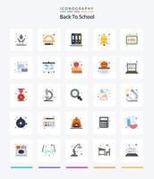 criativo de volta à escola 25 pacote de ícones planos, como papel. Fórmula. biblioteca. Educação. Educação vetor