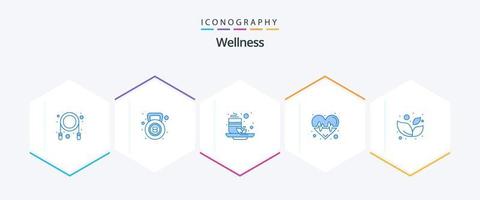 pacote de ícones azuis de bem-estar 25, incluindo folha de bem-estar. folha. verde. Ciência. bater vetor