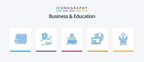 pacote de ícones azul 5 de negócios e educação, incluindo alocação. terceirizar. progresso. maçã. estudante. design de ícones criativos vetor