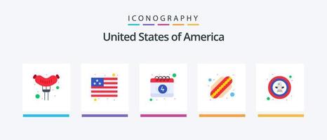 Pacote de ícones EUA Flat 5, incluindo distintivo. celebração. data. pássaro. estados. design de ícones criativos vetor