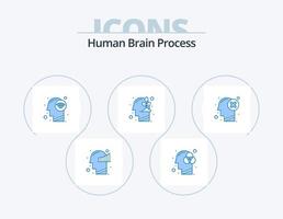 processo do cérebro humano ícone azul pack 5 design de ícone. falha. crescimento. conectar. mente. humano vetor