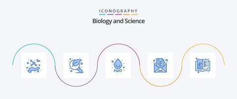 pacote de ícones azul 5 de biologia, incluindo educação. plantar. procurar. papel. mensagem vetor