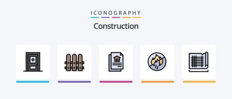 linha de construção cheia de 5 ícones incluindo . construção. desenvolver. janela. documento. design de ícones criativos vetor