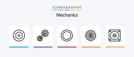 pacote de ícones da linha 5 da mecânica, incluindo . chassis. fã. calço. design de ícones criativos vetor