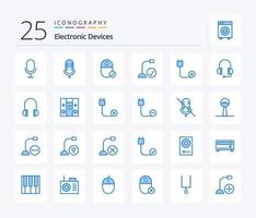 dispositivos 25 pacote de ícones de cor azul, incluindo fone de ouvido. hardware. dispositivos. dispositivos. computadores vetor