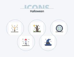 design de ícones do pacote de ícones planos de halloween 5. assustador. dia das Bruxas. páscoa. árvore. dia das Bruxas vetor