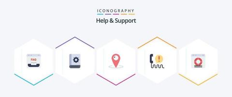 ajude e apoie o pacote de 25 ícones planos, incluindo o centro. chamar. instrução. serviço. cliente vetor