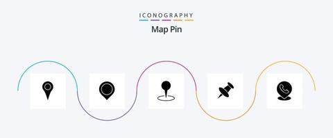 pacote de ícones de glifo de pinos de mapa 5, incluindo mapa. Telefone. localização. marca. marcador vetor
