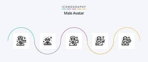 pacote de ícones de linha 5 de avatar masculino, incluindo . pág. correio. futebol. futebol p vetor