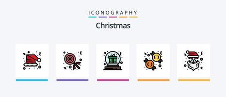 linha de natal cheia de 5 ícones incluindo sinos. tempo. Natal. relógio. relógio. design de ícones criativos vetor