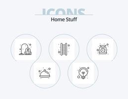 pacote de ícones de linha de coisas domésticas 5 design de ícones. inventar. relógio. cozinha. prato vetor