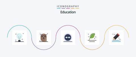 pacote de ícones de educação plana 5, incluindo caneta. pena. coruja. lentes. geek vetor