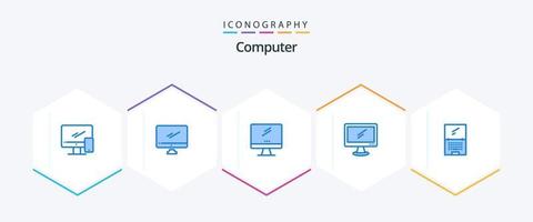 pacote de ícones azul do computador 25, incluindo . . imac. computador portátil. dispositivo vetor