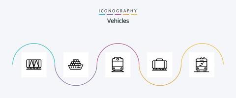 Pacote de ícones da linha 5 de veículos, incluindo . Ferrovia. carrinho vetor