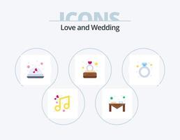 pacote de ícones planos de casamento 5 design de ícones. diamante de presente. joia. comida. noivado. caixa vetor