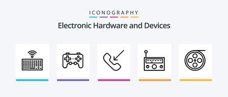 Dispositivos Line 5 Icon Pack incluindo cabo. dispositivo. maçã. Câmera. cam. design de ícones criativos vetor