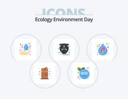 ecologia plano ícone pack 5 design de ícone. derrubar. escudo. bio. proteção. eco vetor