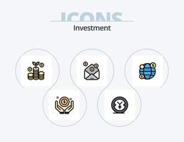 linha de investimento cheia de ícones do pacote 5 design de ícones. dados. real. negócios. investimento. ativo vetor