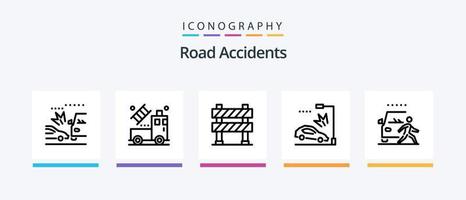 acidentes rodoviários linha 5 pacote de ícones incluindo carro. estação. acidente. integração rodoviária. ônibus. design de ícones criativos vetor