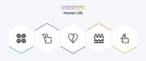 pacote de ícones humanos de 25 linhas, incluindo . tocar. quebra-cabeça. mão. dobro vetor