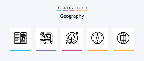 pacote de ícones de linha 5 de geografia, incluindo natureza. floresta. plantar. foto. pendurar. design de ícones criativos vetor