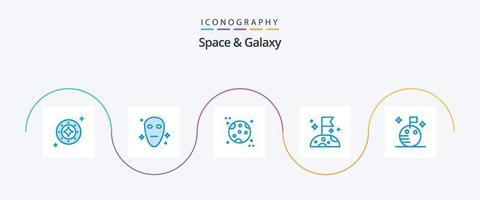 pacote de ícones de espaço e galáxia azul 5, incluindo espaço. bandeira. espaço. espaço. lua vetor