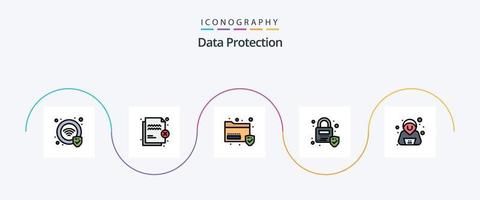 linha de proteção de dados cheia de pacote de ícones de 5 planos, incluindo segurança. confirme. dados. segurança. trancar vetor