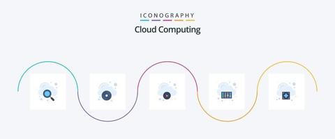 pacote de ícones de 5 planos de computação em nuvem, incluindo mais. tecnologia. nuvem. armazenar. nuvem vetor