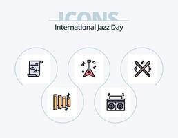 linha do dia internacional do jazz cheia de ícones do pacote 5 design de ícones. música. áudio . virtuoso. jogar vetor