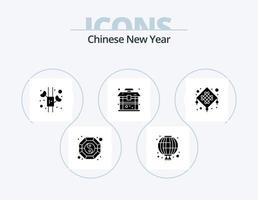 pacote de ícones de glifos do ano novo chinês 5 design de ícones. ano Novo. chinês. bambu. chinês. prédio vetor