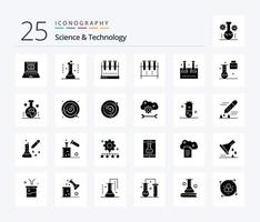 ciência e tecnologia 25 pacote de ícones de glifo sólido, incluindo estudo científico da origem da terra. geografia. vidro de laboratório. portfólio de ciência. Educação Científica vetor