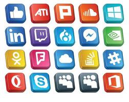 20 pacotes de ícones de mídia social, incluindo stock stockoverflow twitch icloud odnoklassniki vetor