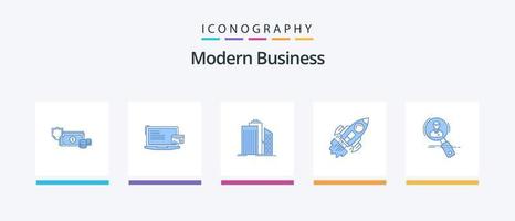 pacote de ícones de negócios modernos azuis 5, incluindo imóveis. negócios. negócios. edifícios. arranha-céu. design de ícones criativos vetor