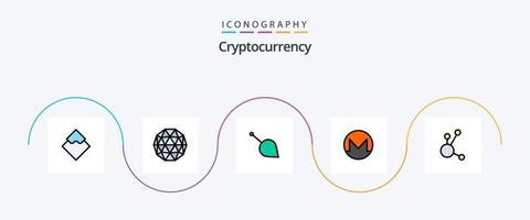 linha de criptomoeda cheia de pacote de 5 ícones planos, incluindo moeda criptográfica. moeda. moeda criptográfica. monero. criptomoeda vetor